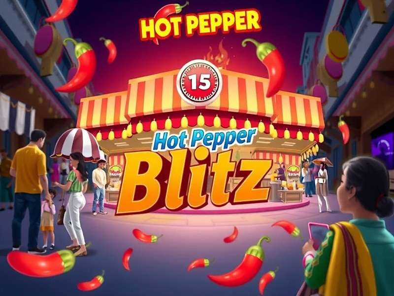 The Vibrant Market of Hot Pepper Blitz Hot Pepper Blitz game scene showing Indian market with food stalls and customers